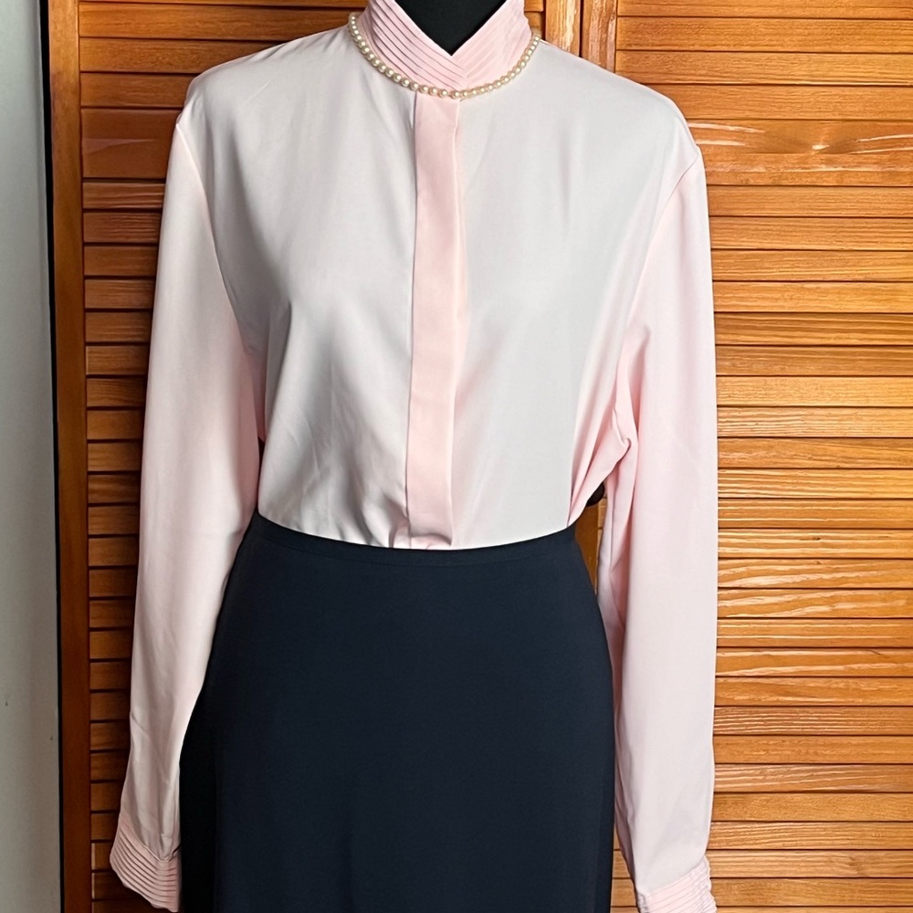 Vintage Karen Scott Peter Pan Collard Pink Blouse